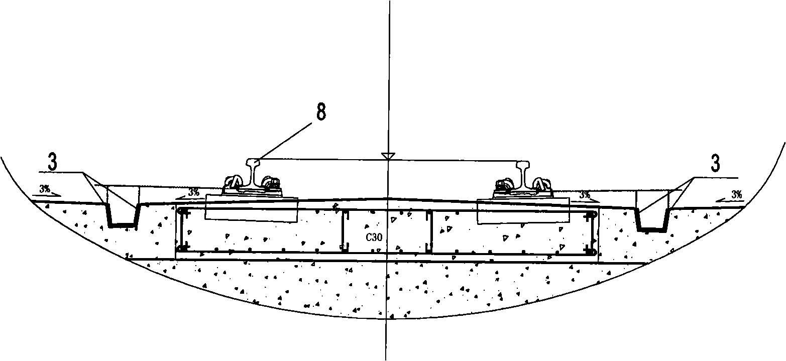 Subway unballasted track ditch construction method and used formwork