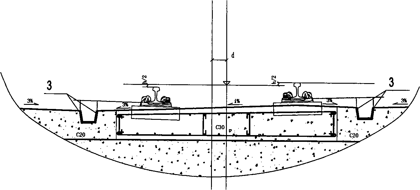 Subway unballasted track ditch construction method and used formwork