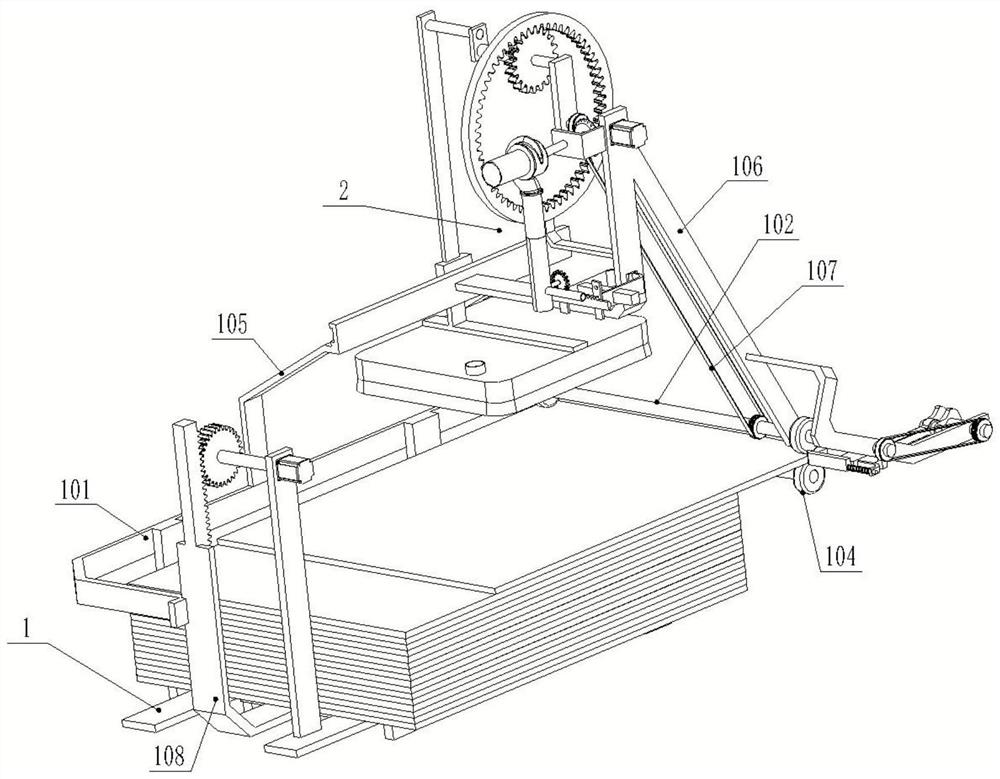 Automatic feeding device of plywood hot press