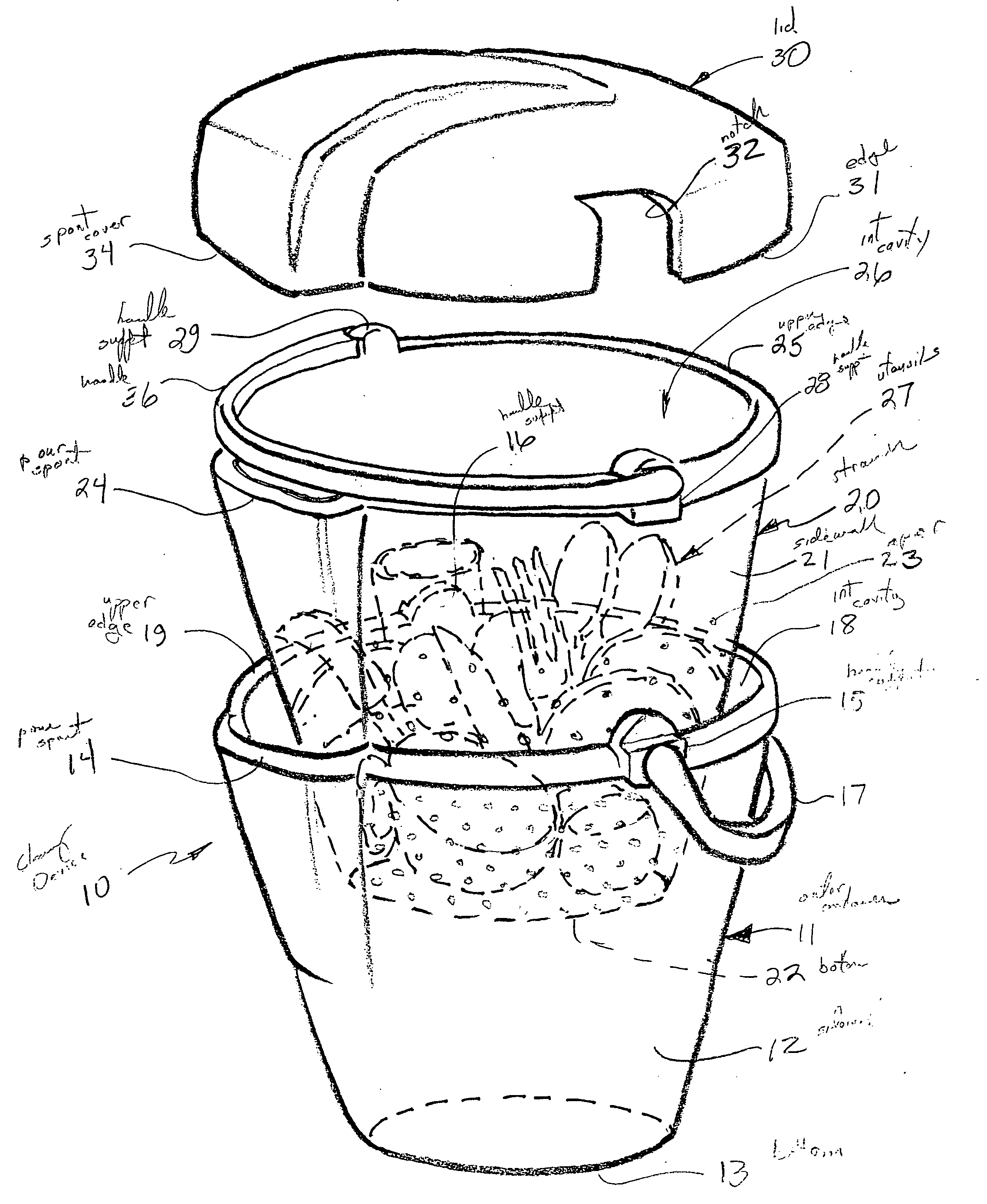 Cleaning device for utensils during camping activities