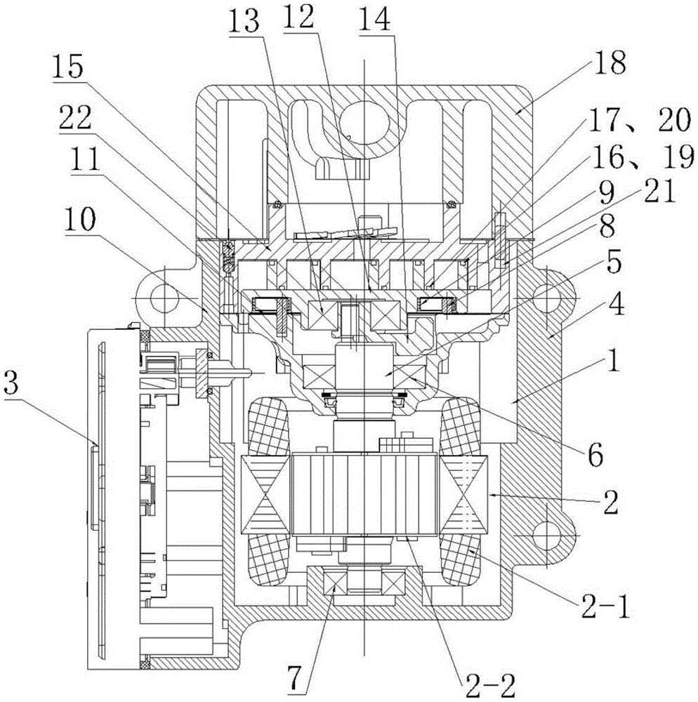 Automobile vortex type electric air conditioning compressor assembly