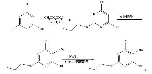 Method for preparing 4,6-dichloro-5-amino-2-(propylsulfanyl)pyrimidine