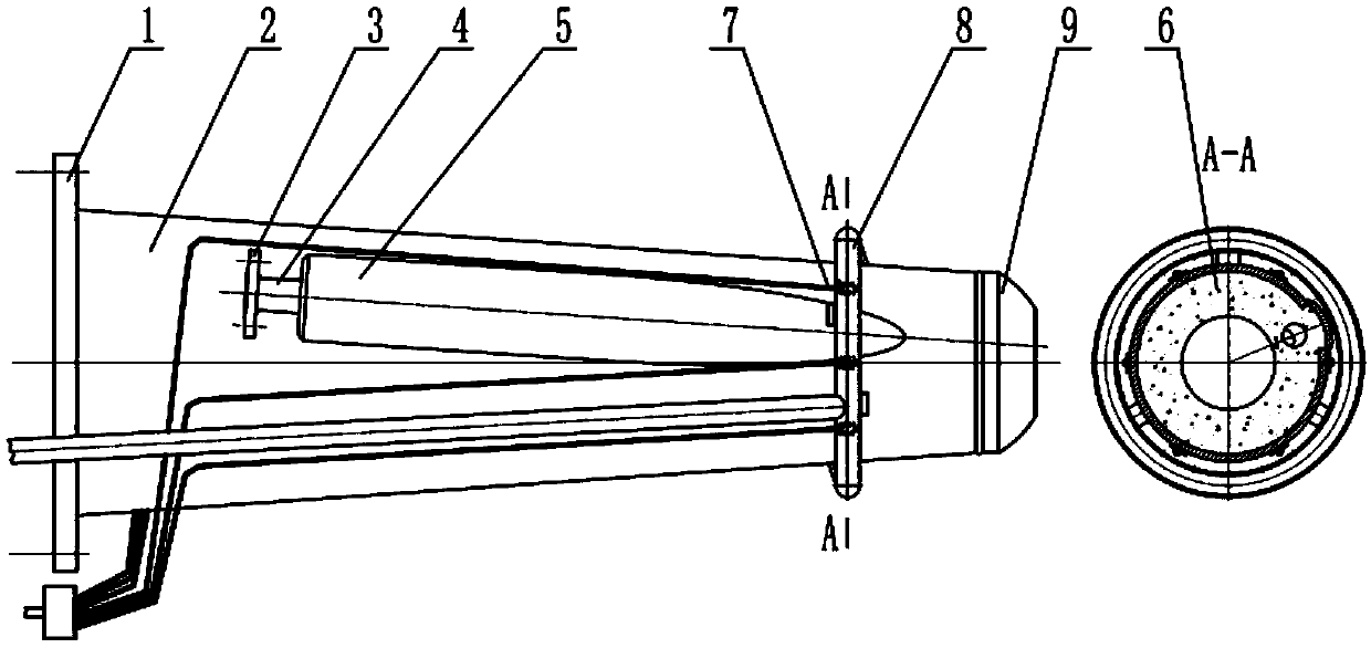 Blast furnace air supply device straight blowing pipe with temperature alarming and automatic treatment device