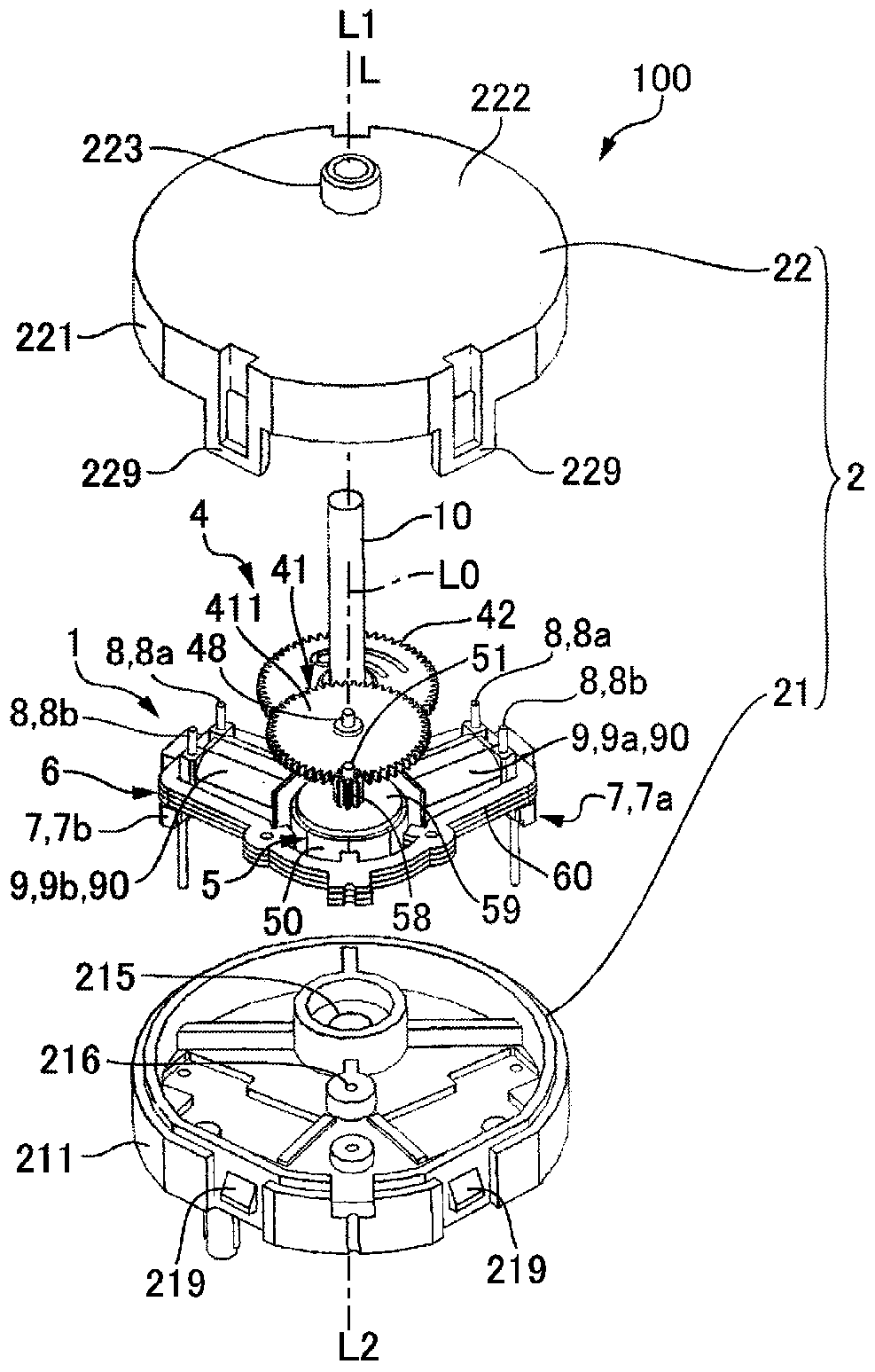 Motor, motor device and pointer display device