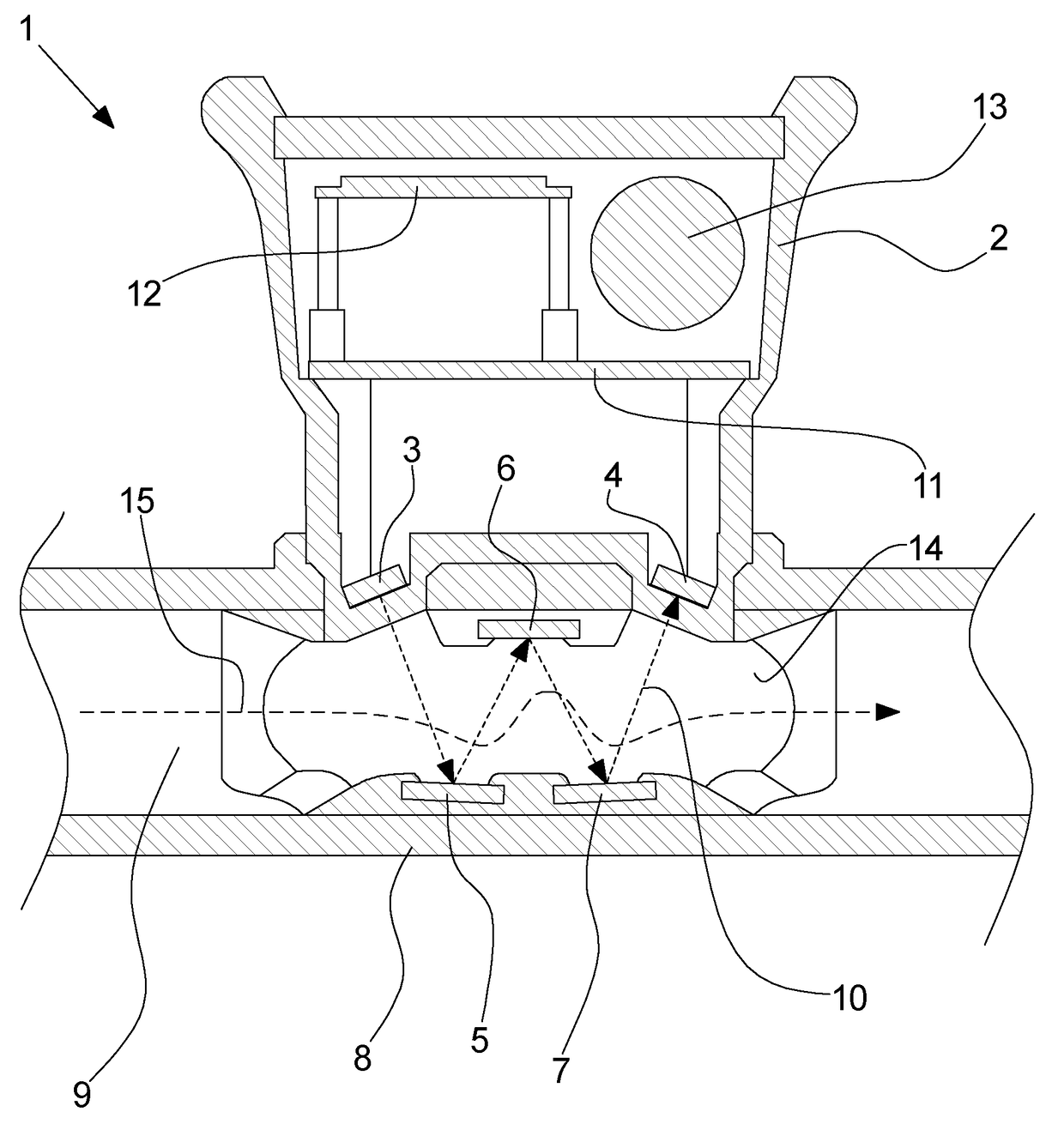 Ultrasonic flow meter having ultrasonic reflectors including at least 50% by weight of copper and the signals including at least eight pulses