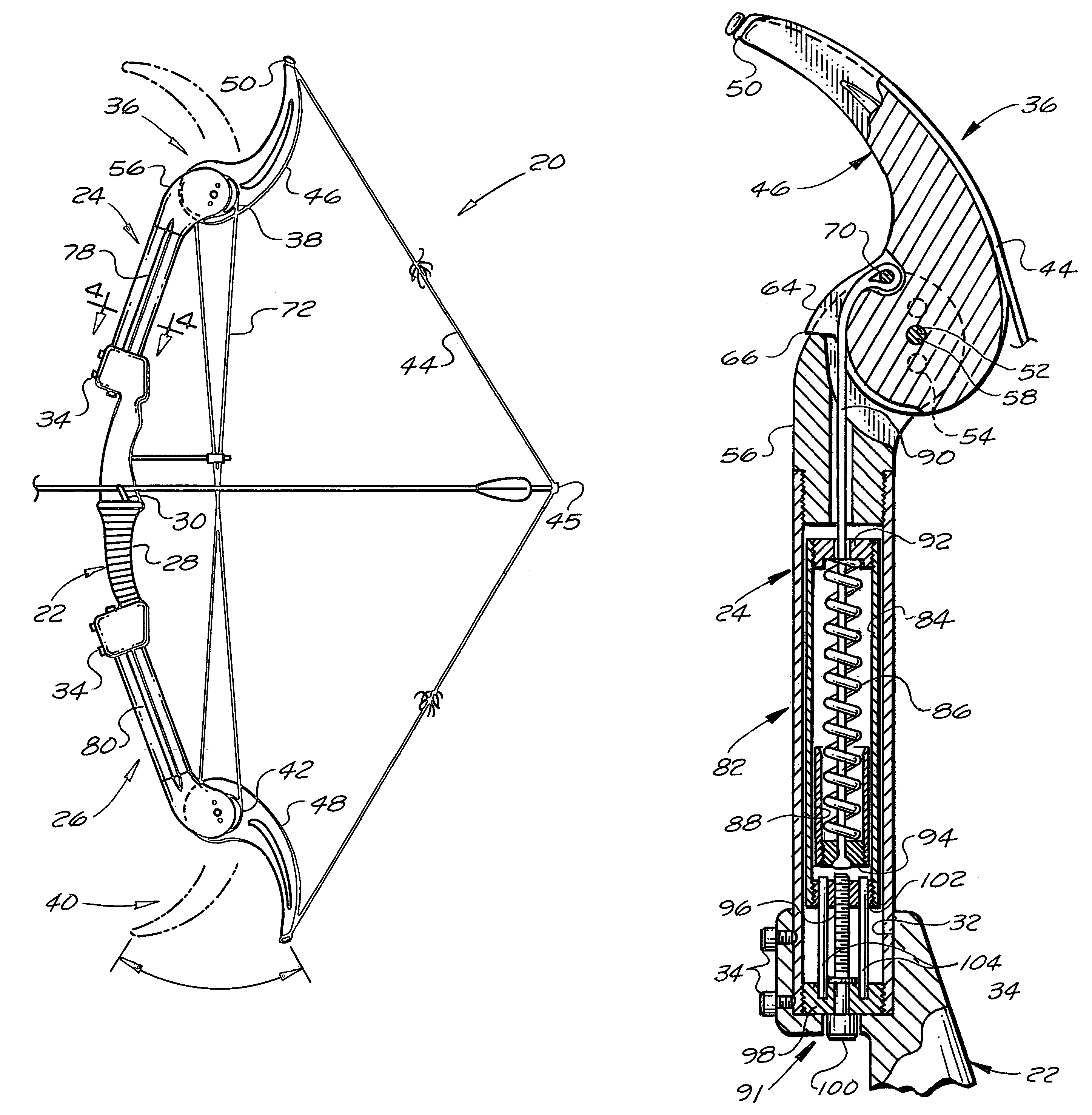 Compound spring-loaded archery bow