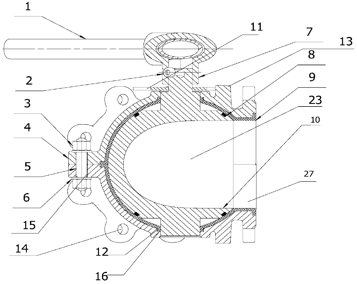 Three-way discharging ball valve