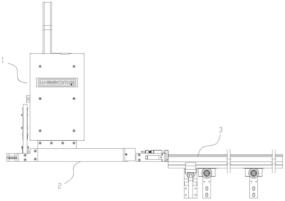 Automatic pushing-in device for profile frame material