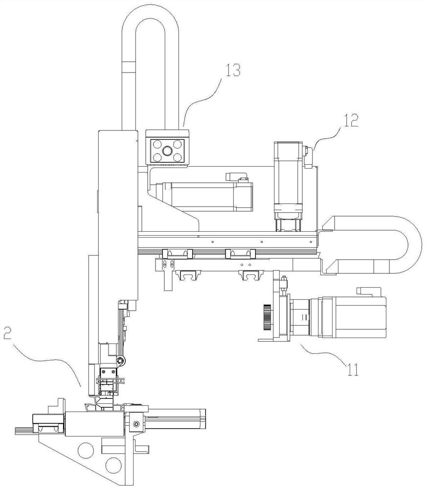 Automatic pushing-in device for profile frame material