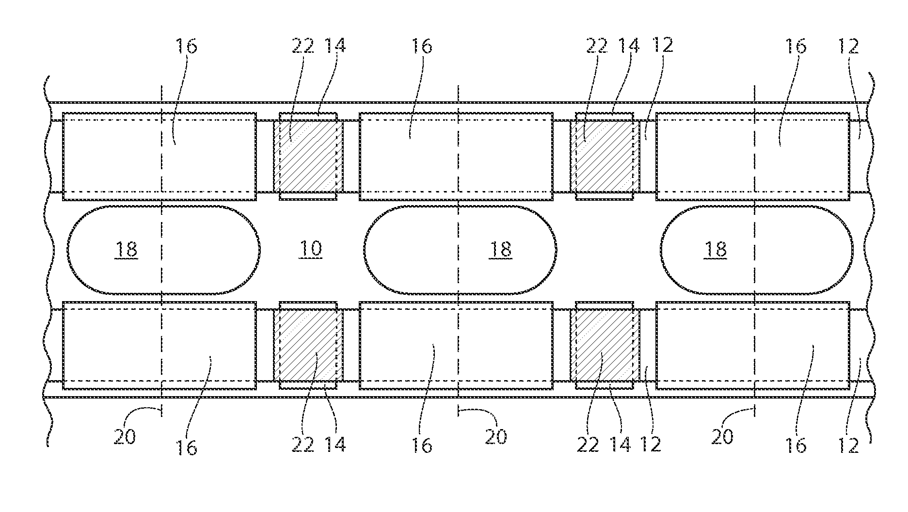 Method for producing absorbent article with stretch film side panel and application of intermittent discrete components of an absorbent article