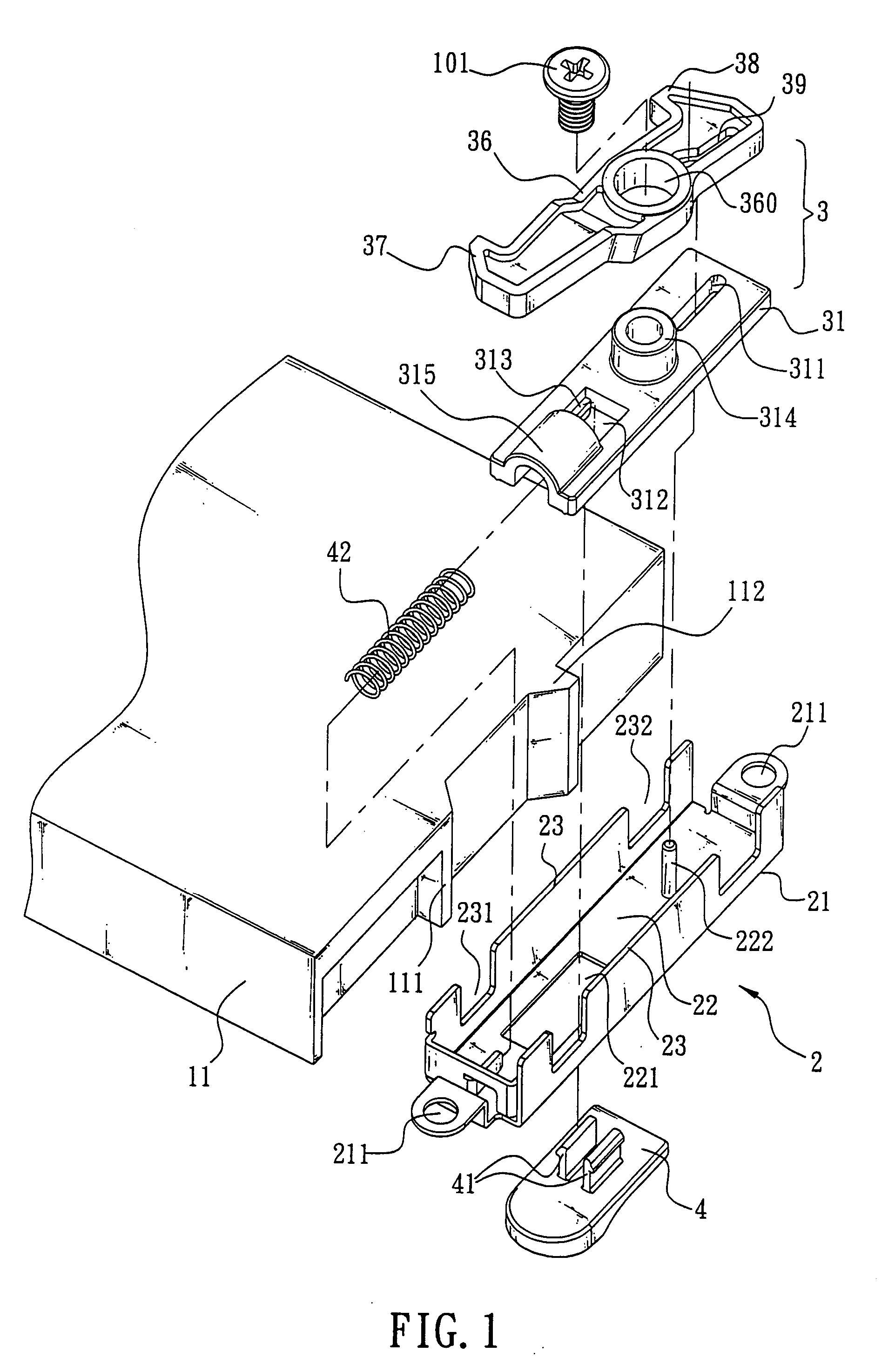 Mechanism for fastening an electronic device in computer by snapping