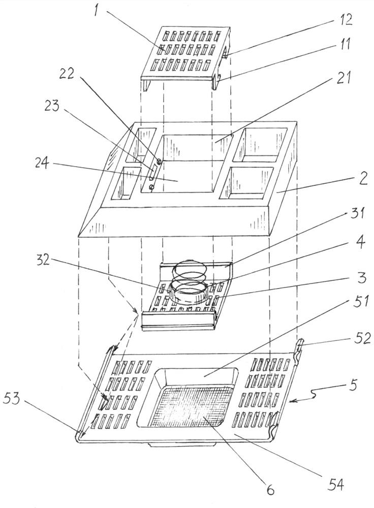 Dehydration embedding box for human tissue specimen inspection