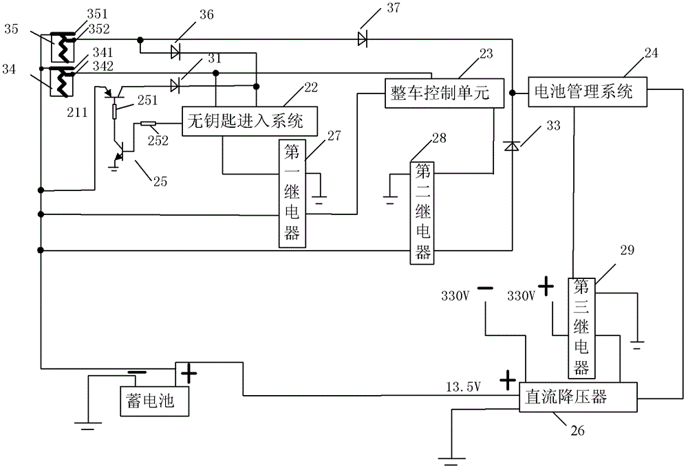 Intelligent protective circuit and intelligent protective method for storage battery of hybrid power automobile