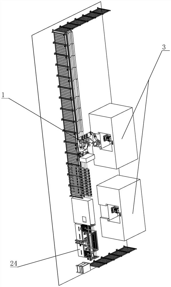 Automatic feeding and discharging device for rotatable clamp of machine tool