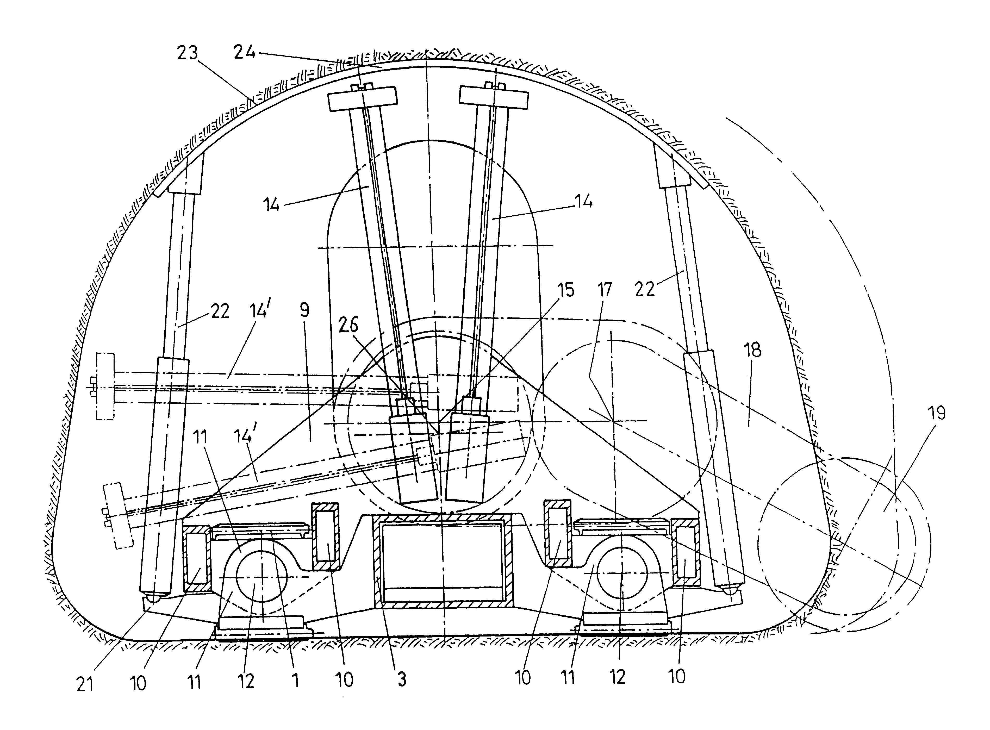 Mining machine with sliding cutting tool assembly