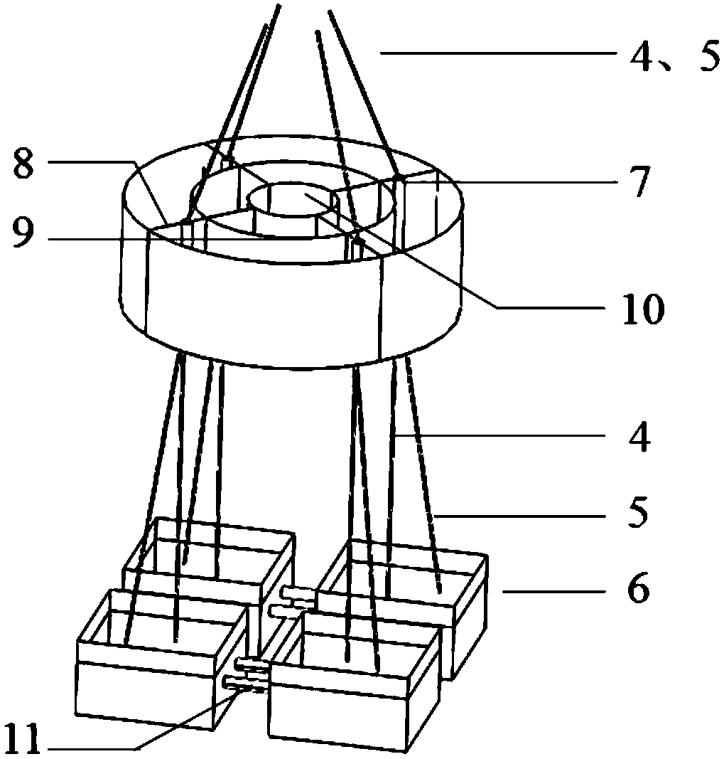 Novel offshore wind power submersible floating foundation and construction method thereof