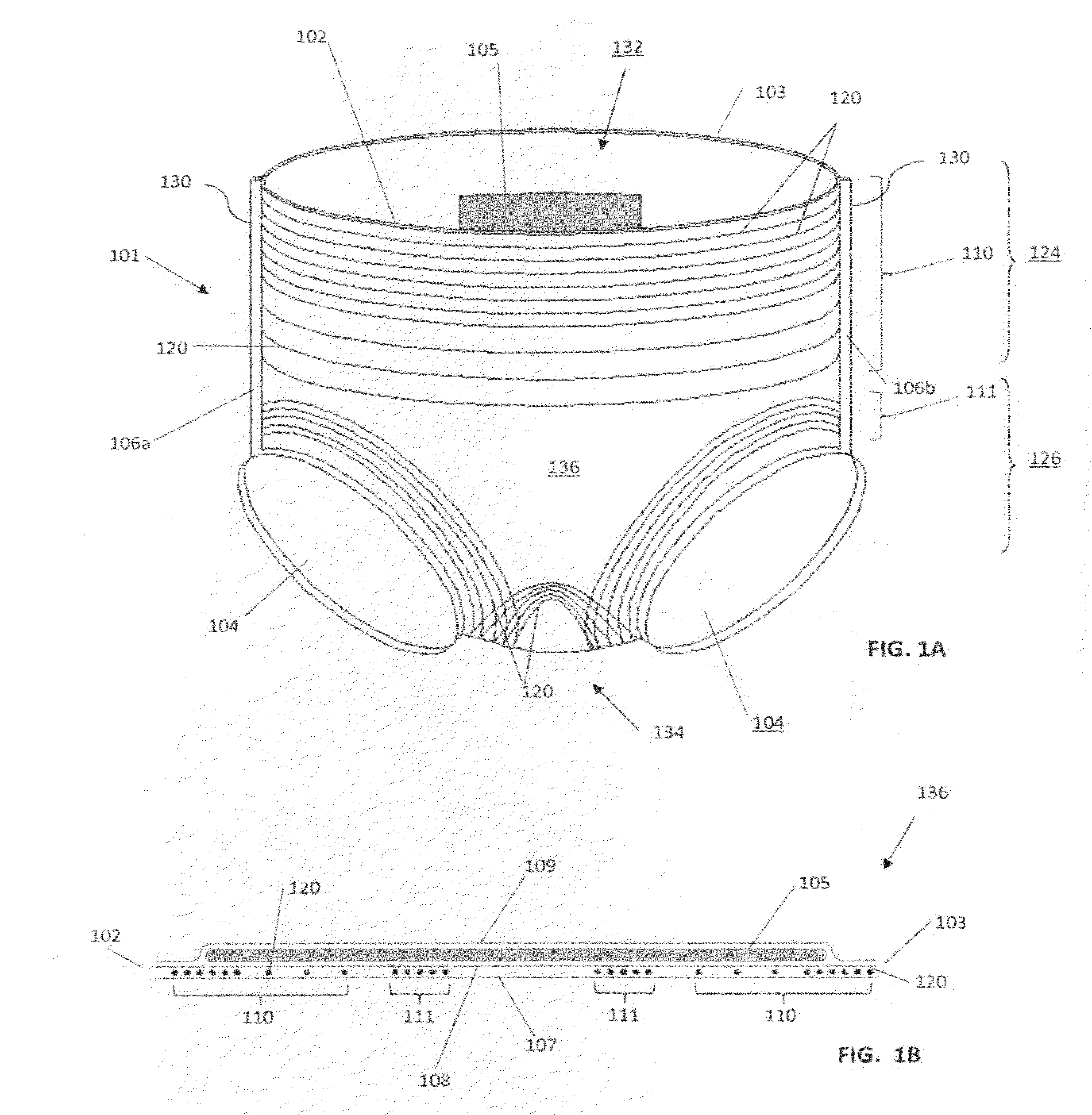 Article with elastic distribution and system and method for making same