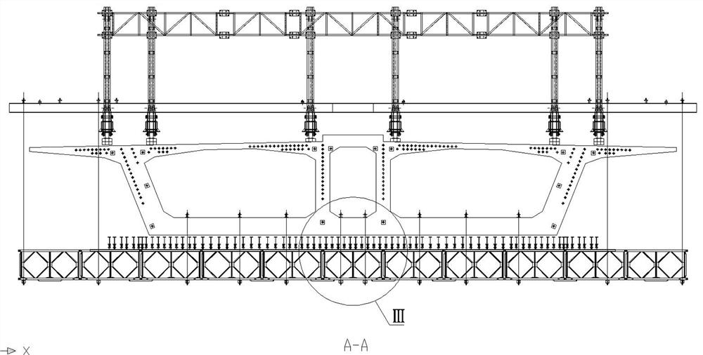 Hanging basket lower cross beam verticality adjusting structure