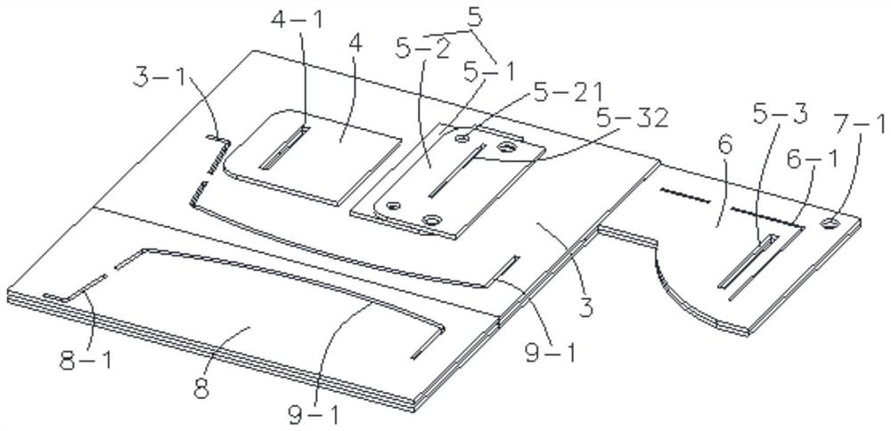 Combined template for sewing front piece of western-style clothes