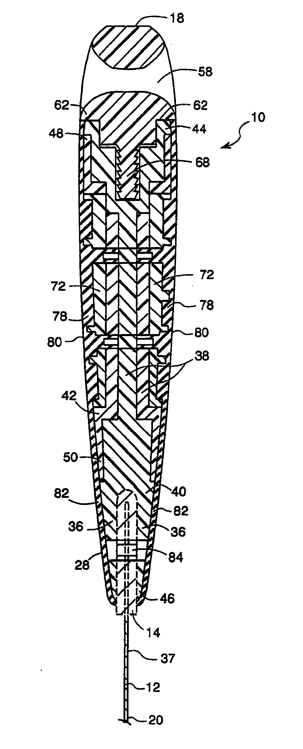 Taping knife handle with identification insert