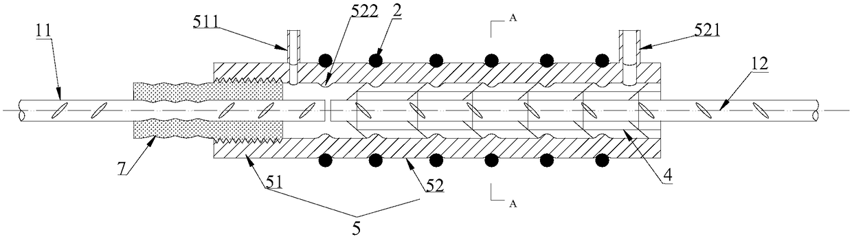 Shock-resistant assembly self-locking type rolling half grouting sleeve