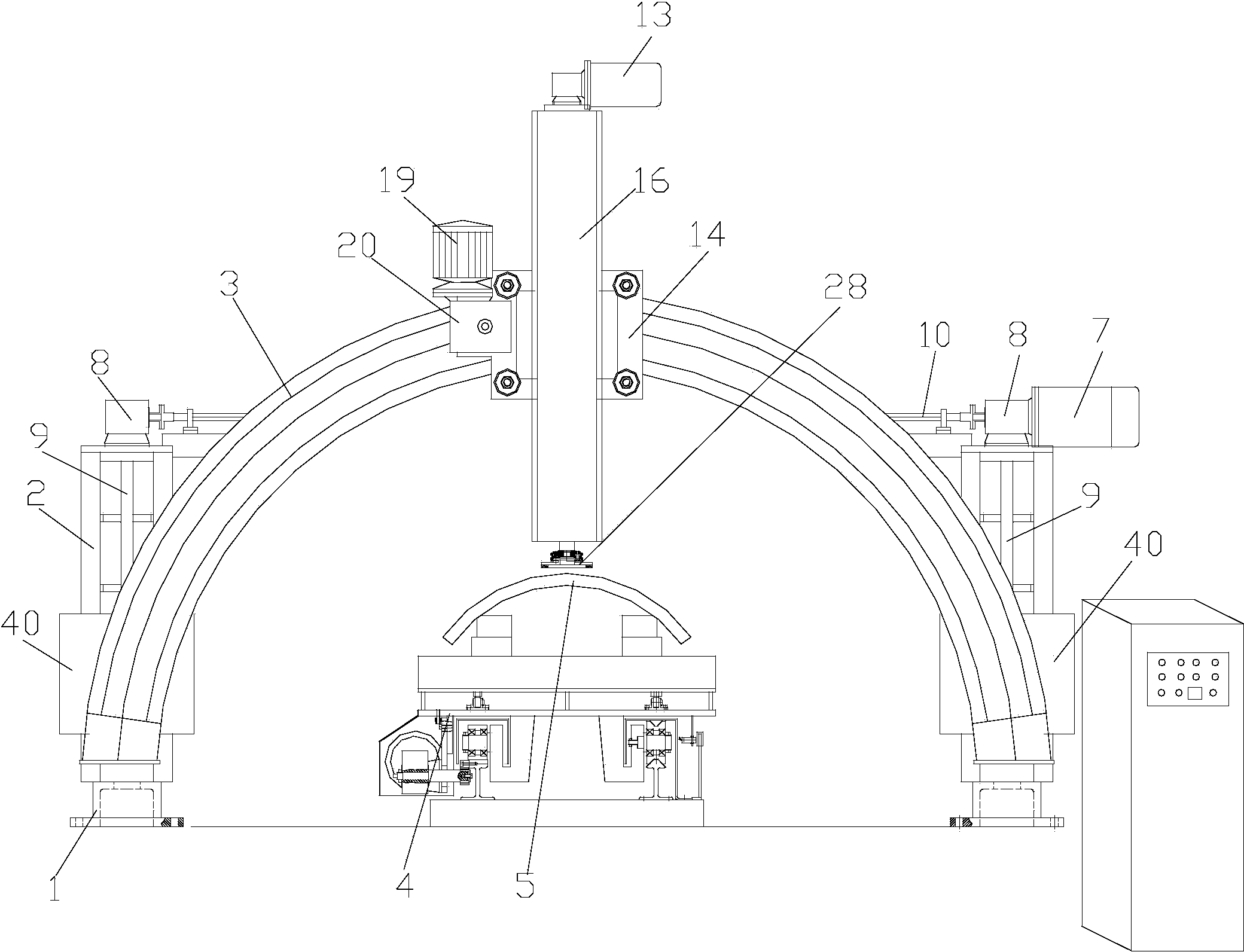 Automatic arc slab rough grinding machine