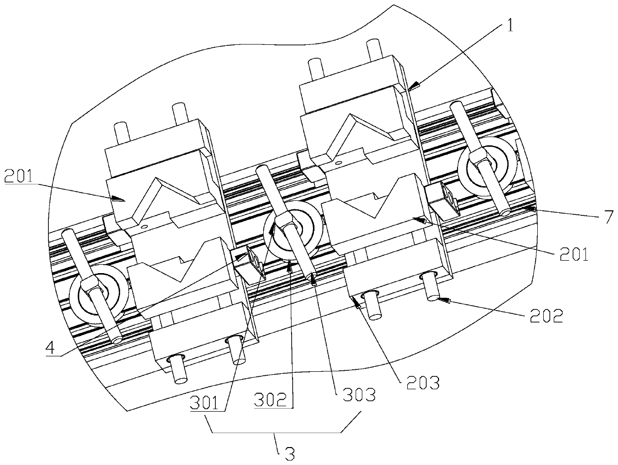 Array clamping jaw module and bottle clamping conveying device