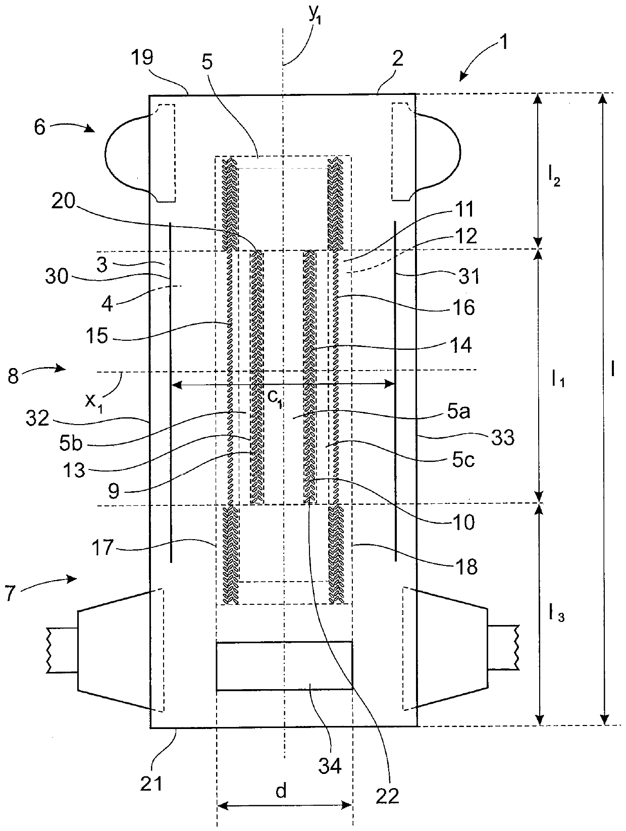 Absorbent article with reduced sagging