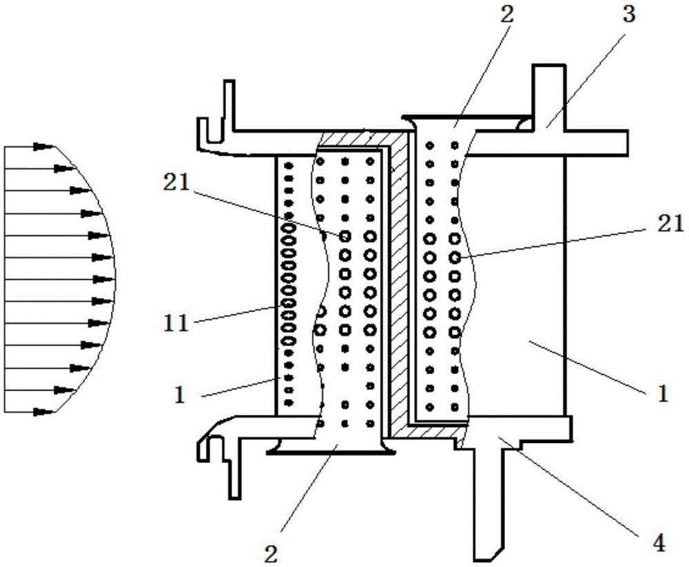 Turbine blade with uneven cooling intensity in radial direction