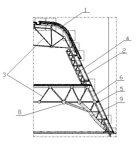 Inclined hidden-frame glass curtain wall connecting structure