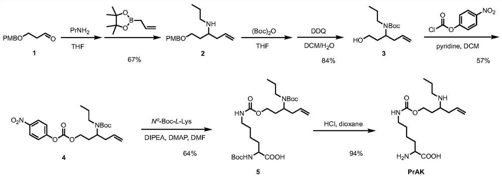 Genetically encoded formaldehyde reactive unnatural amino acid, preparation method and application thereof