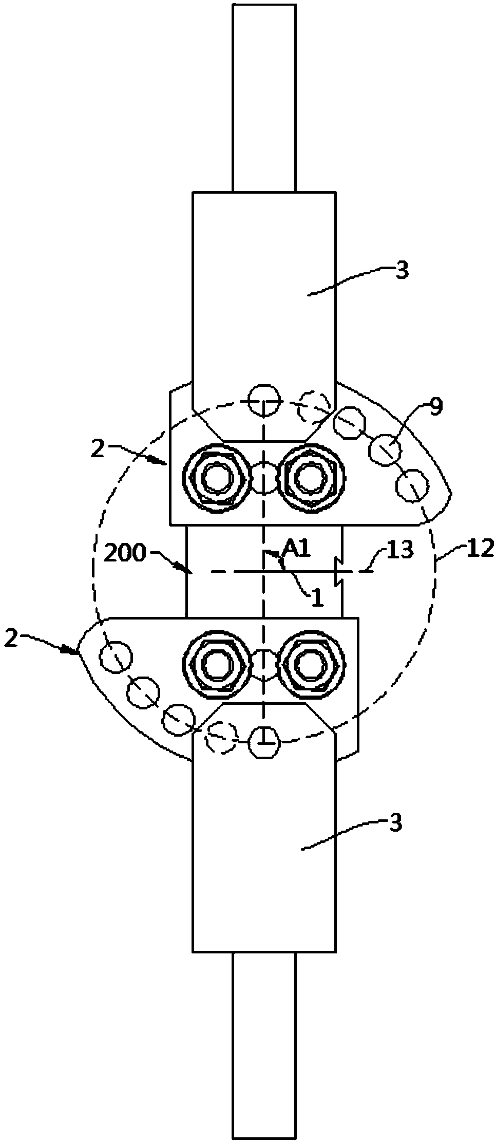 Test device and test method for I-II composite crack fatigue propagation rate