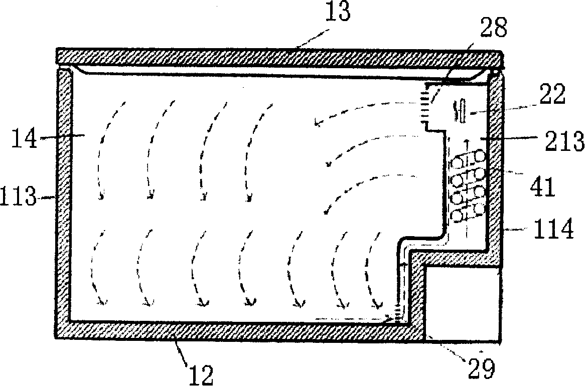 Side air blowing method for air-cooling type refrigerator and air-cooling type refrigerator employing the method