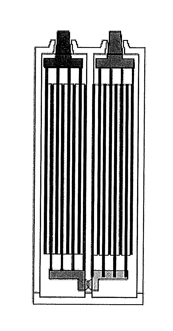 Battery plate with multiple tabs and mixed pore diameters