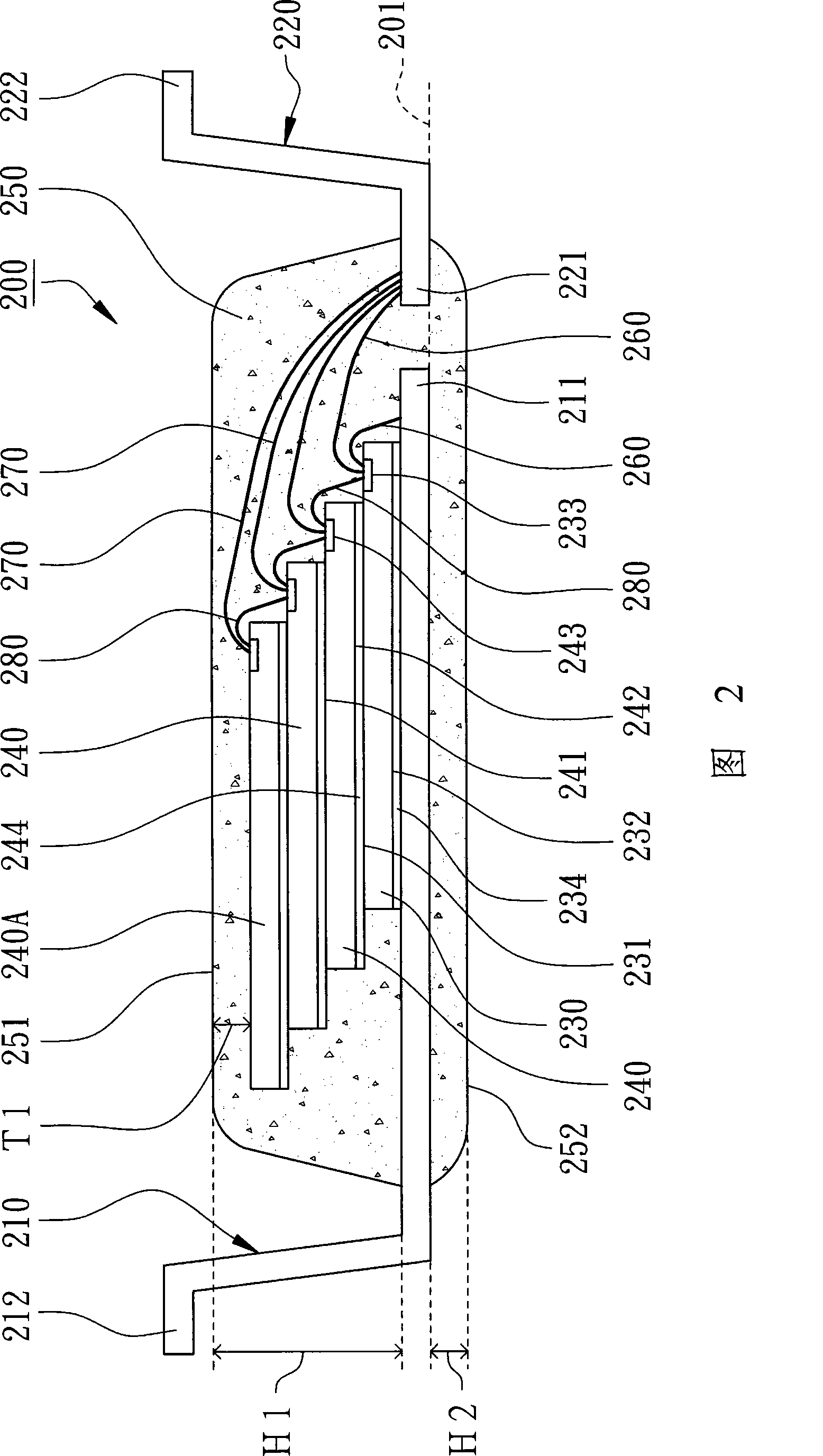 Multichip package structure capable of arranging chips on pins