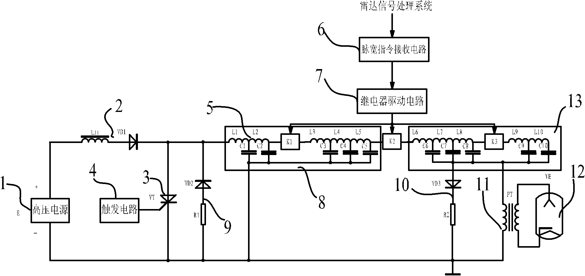 Pulse width switching circuit structure