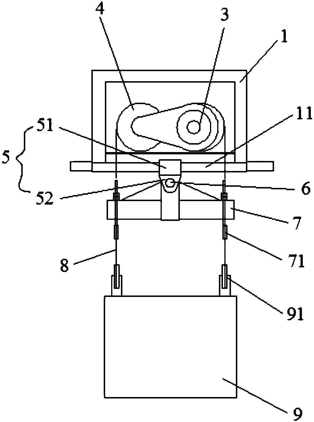 Four-cable suspension cage balancing device