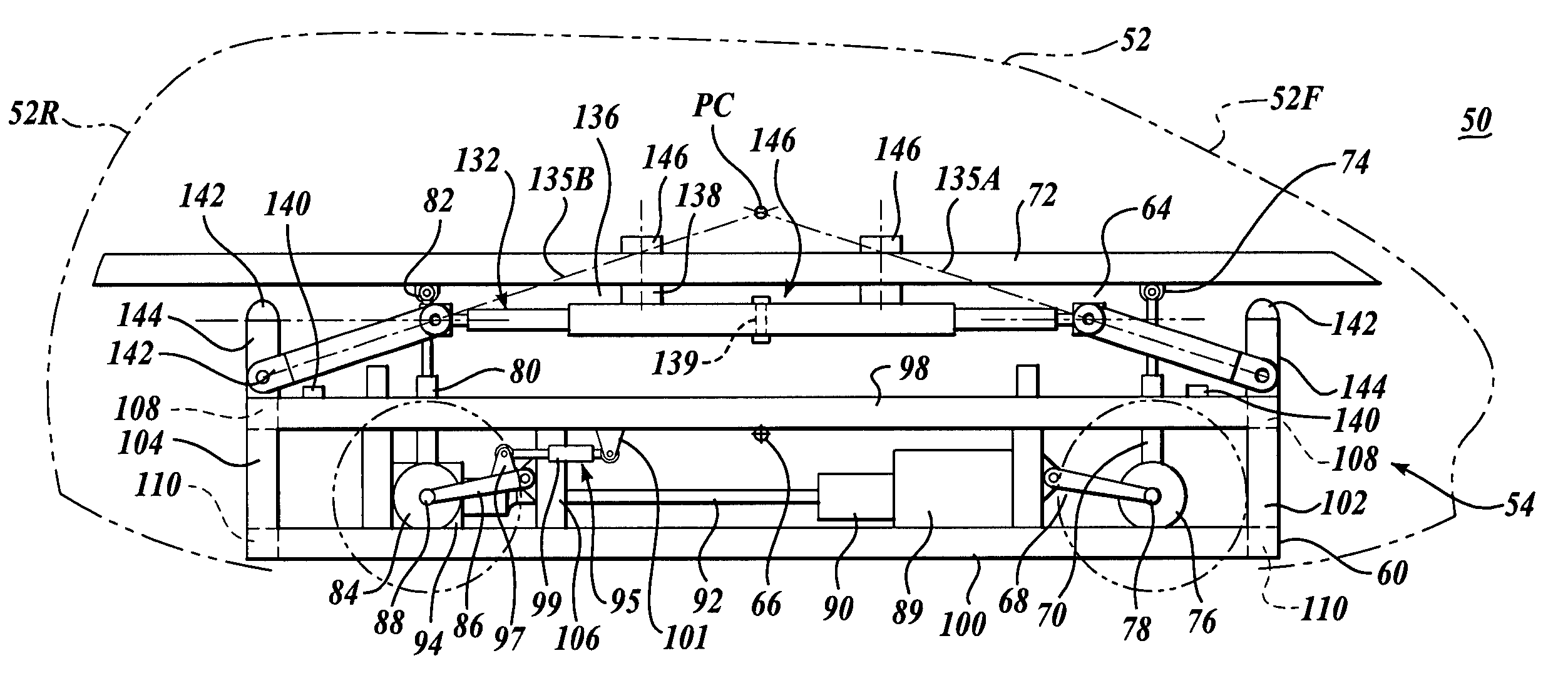 Vehicle with movable and inwardly tilting safety body