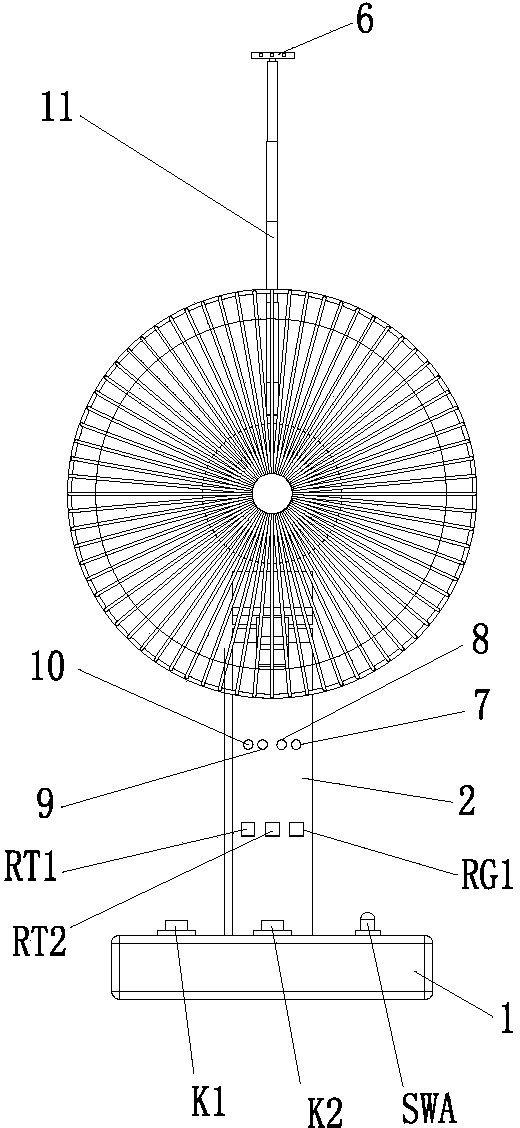 Energy-saving electric fan with functions of intelligent gear shifting and automatic natural wind control