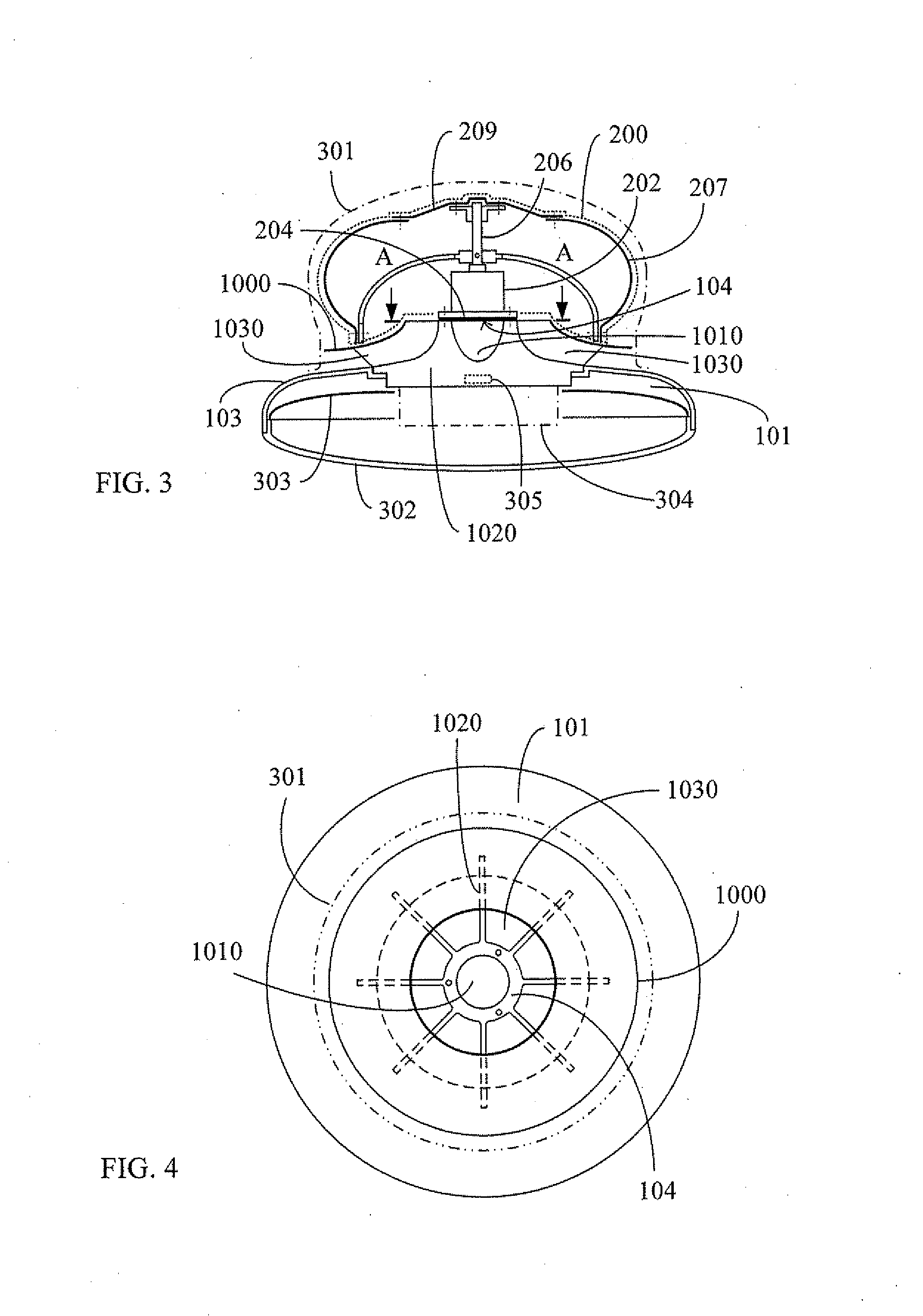 Heat dissipating lamp device having electric turbine axial fan