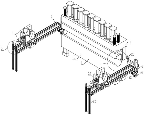 A straightening device for light pole production line