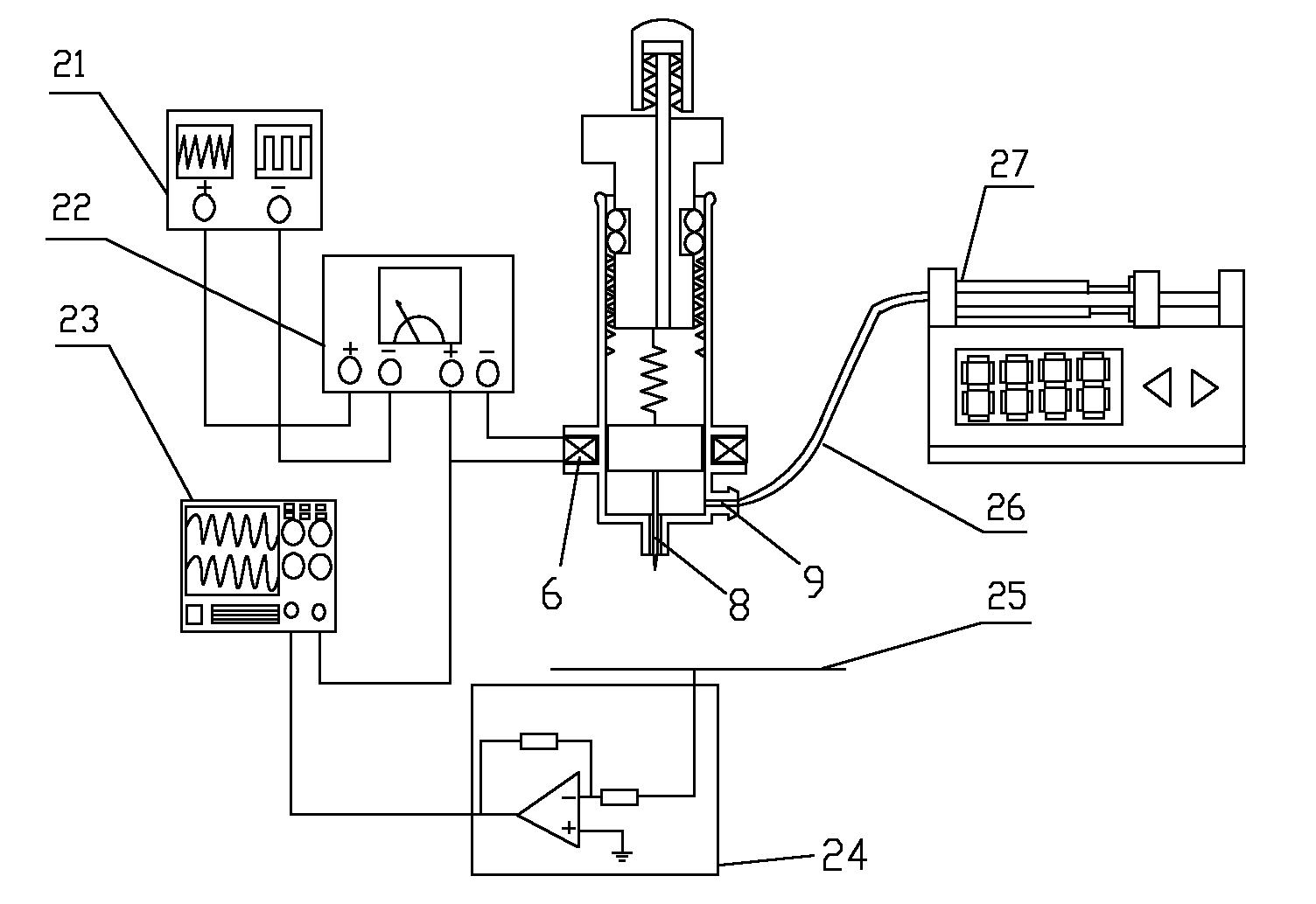 Electrospinning direct-writing nozzle capable of controlling starting and stopping