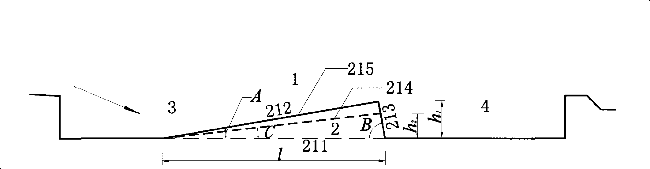 Differential trajectory jet energy dissipater in absorption basin