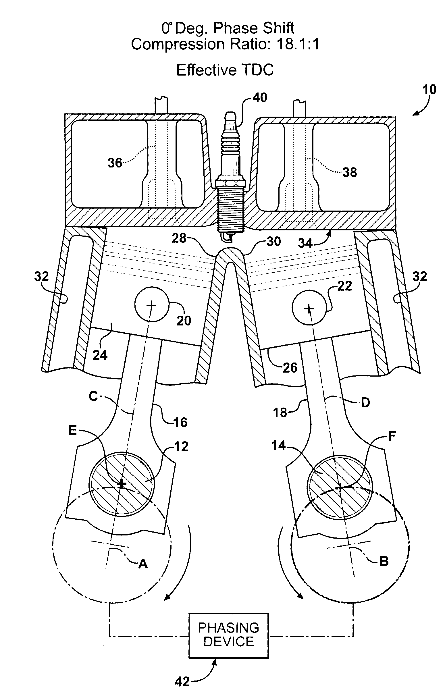 Variable compression ratio dual crankshaft engine