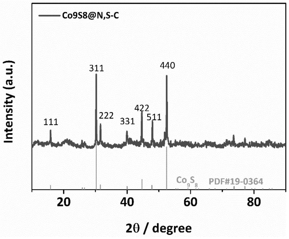 A kind of preparation method of nitrogen-sulfur co-doped carbon-coated transition metal nano-sulfide electrochemical oxygen catalyst