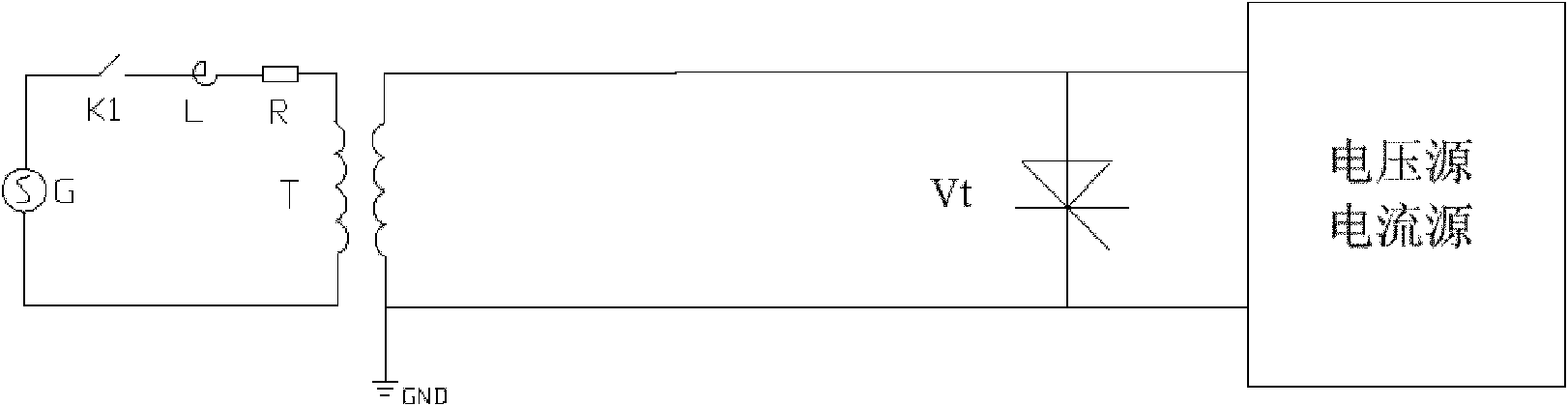 Single-wave fault current testing device of converter valve running test and testing method