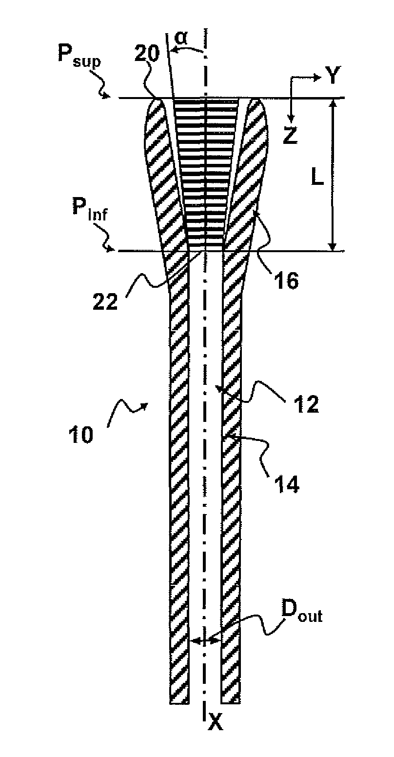 Tube for pouring liquid metal, assembly of a tube and a metal frame and metal frame