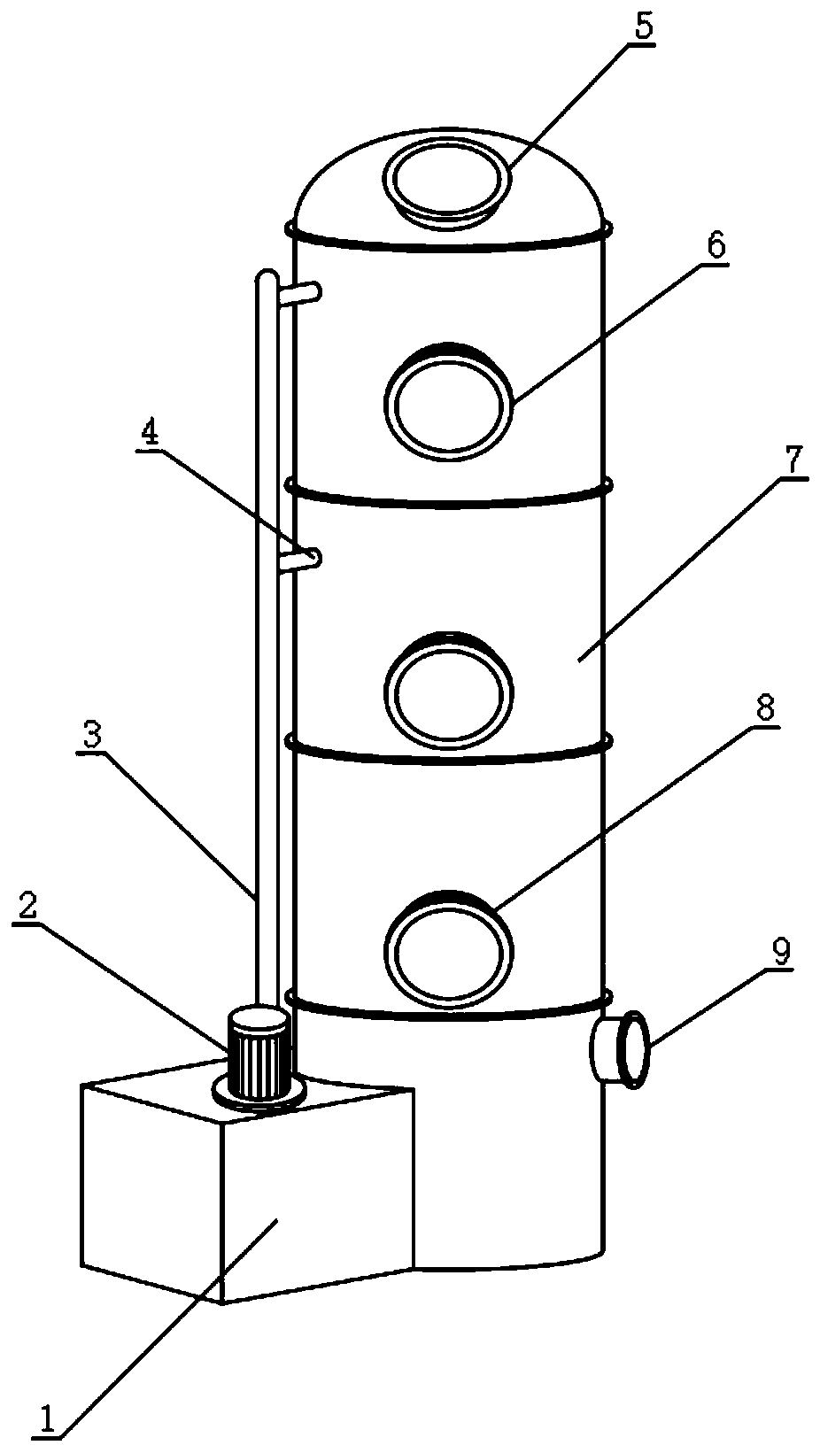 Purification tower for sludge incineration waste gas treatment