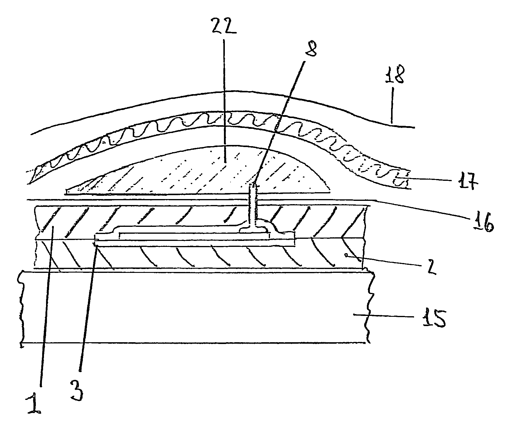 Device for determining strains on fiber composite components