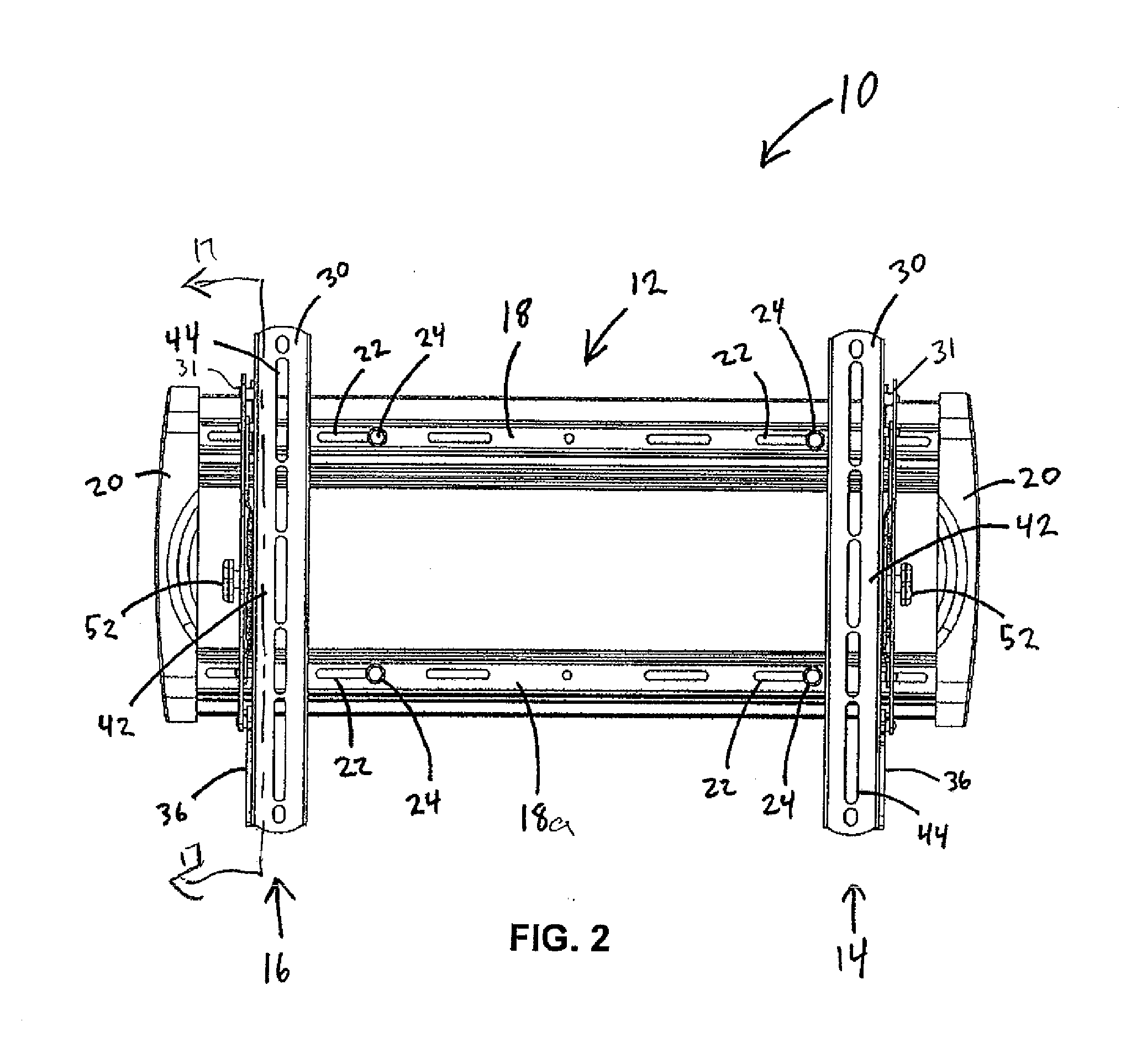 Display wall mount with elastomeric spring latch and post-installation height adjustment and leveling feature